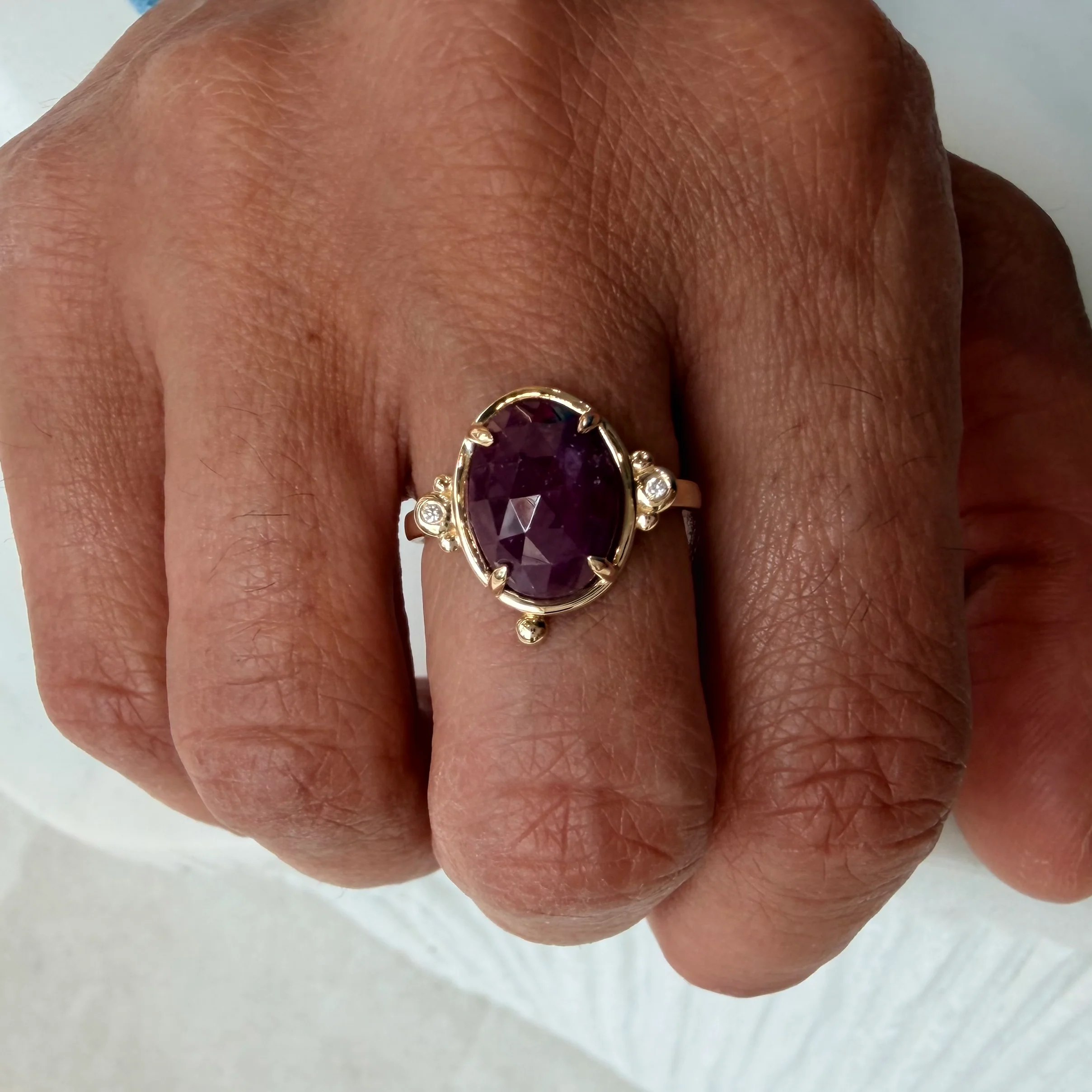 Red Aura– 14K Gold Ring with Ruby & Diamonds - Image 4
