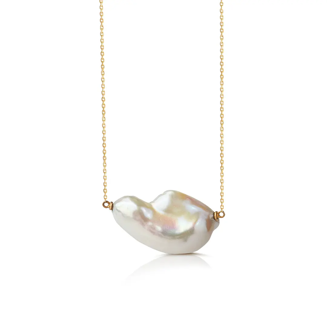 14K Gold, Baroque Pearl Necklace