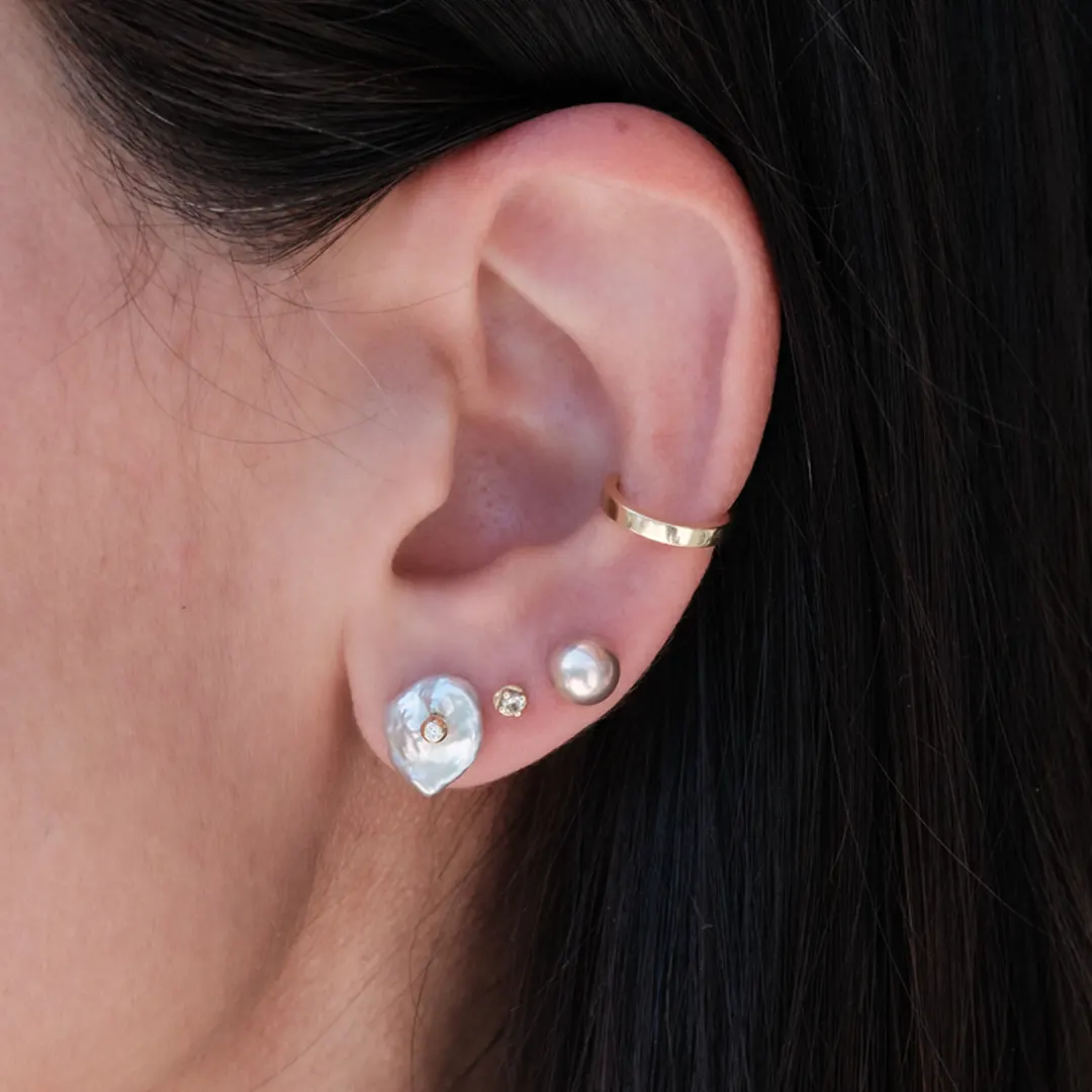 14K Gold Light Purple Baroque Stud Earrings - Image 2