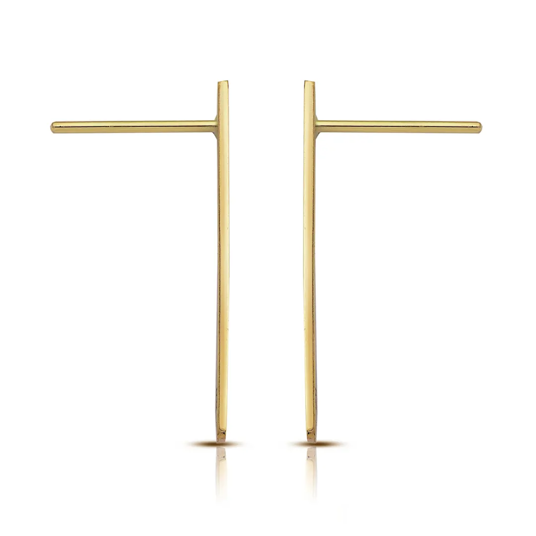 14K Gold Long Line Earrings - Image 3