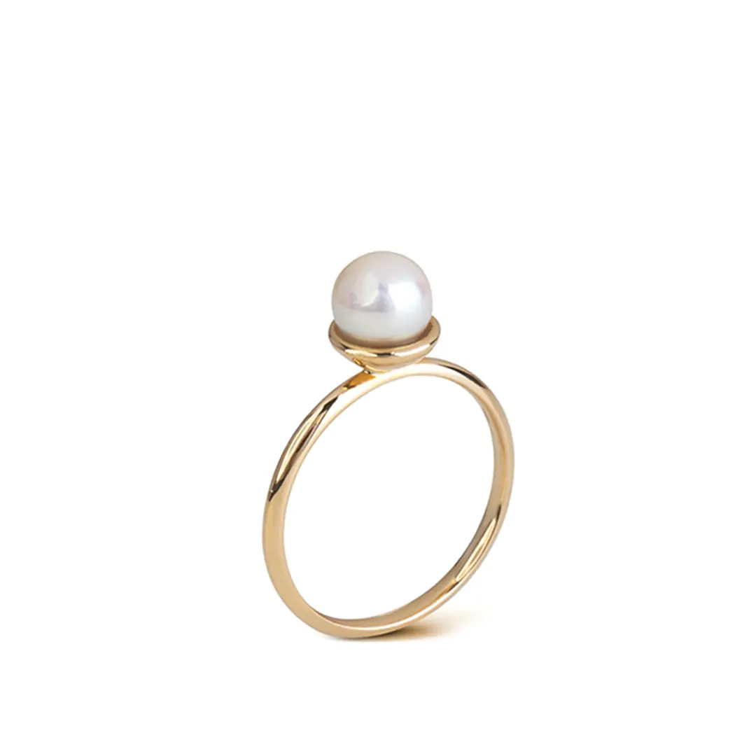 14K Gold round shape Pearl ring - Image 3