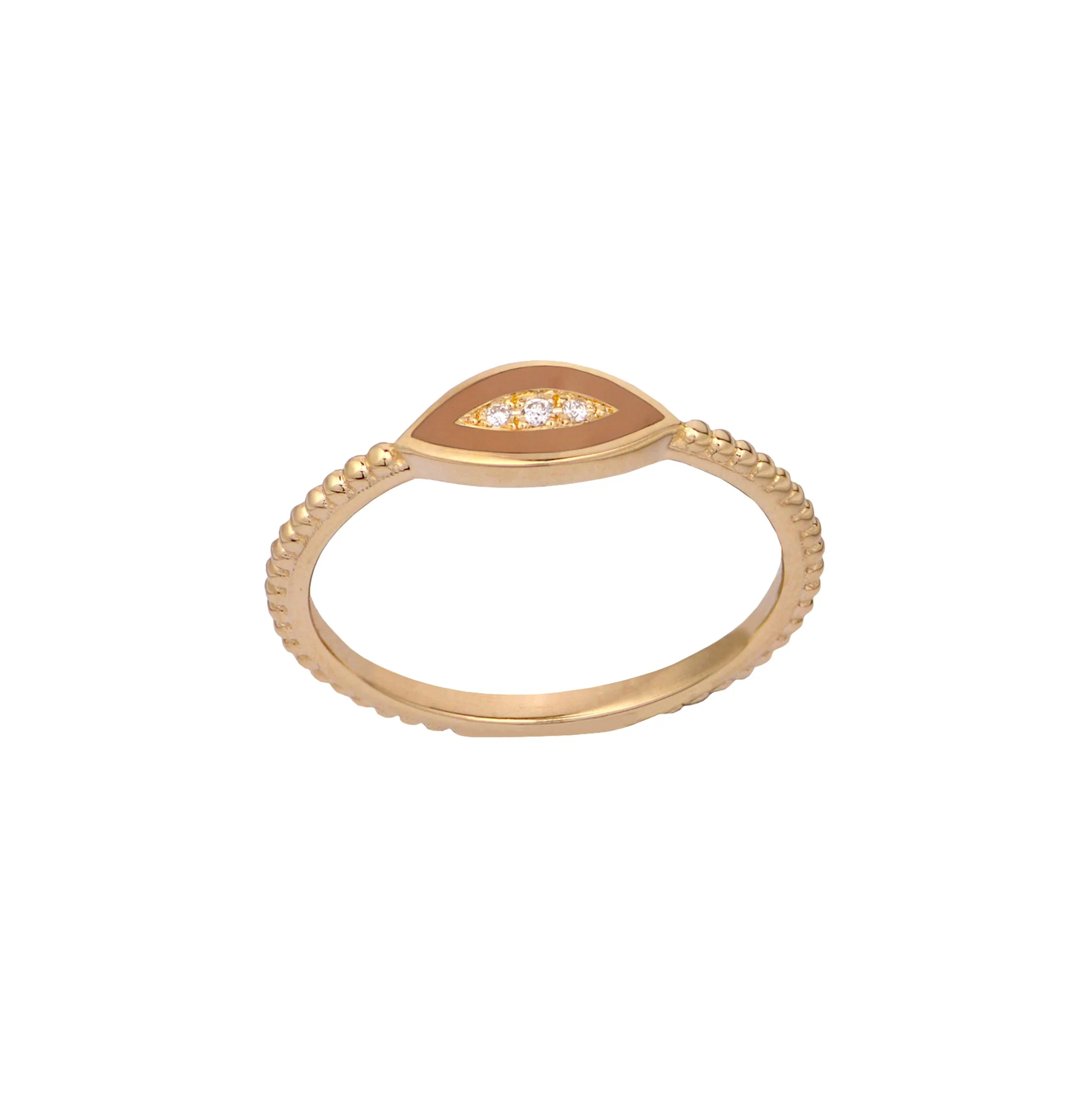 14K Gold Twisted Band Enamel Navette Diamond Ring - Image 8