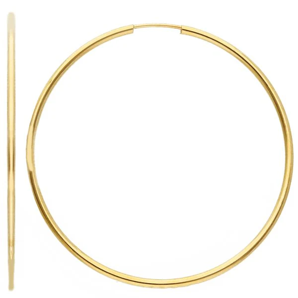 14K Gold thin round hoops - 48 mm