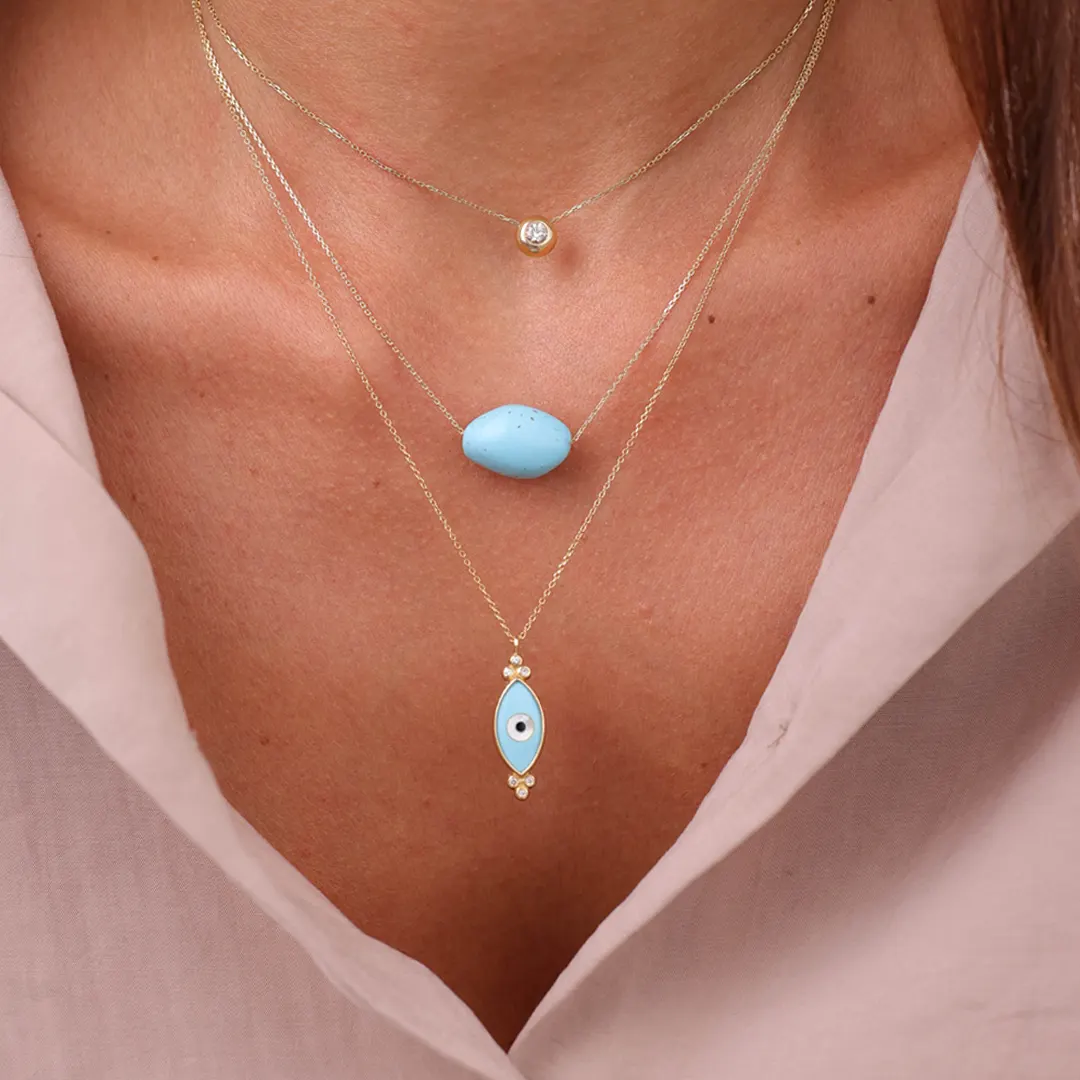 14K Gold Turquoise Necklace - Image 2