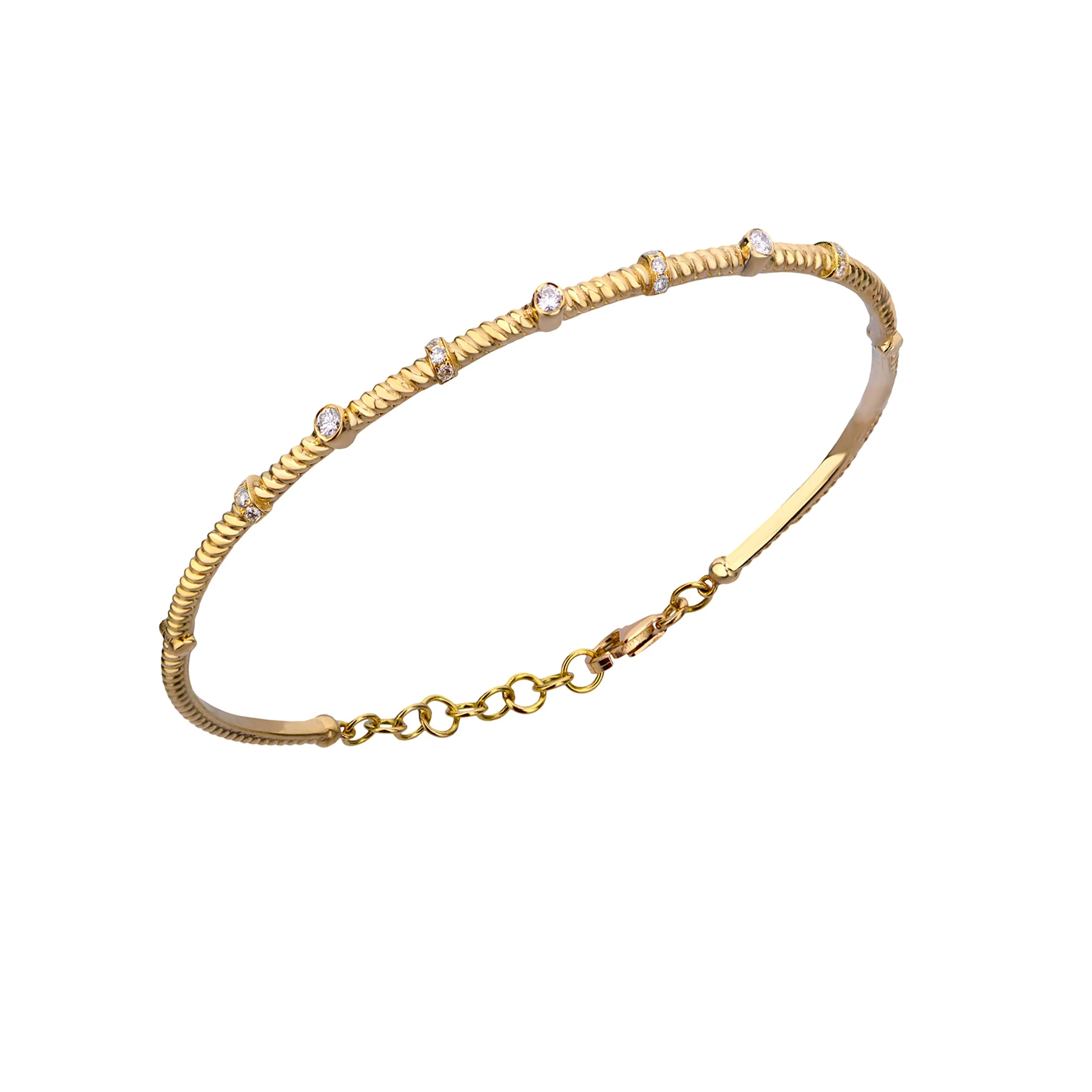 14K Gold Twisted Bracelet with Diamonds