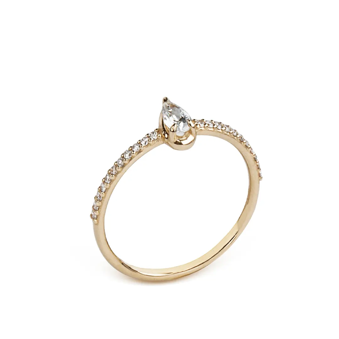 14K Gold Pear-Shaped Diamond Ring