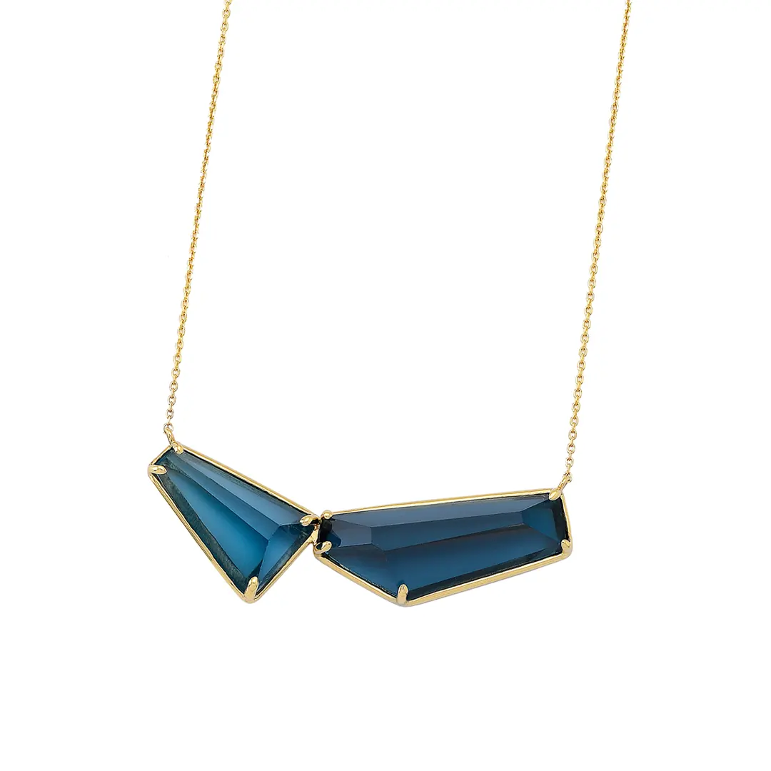 14K Gold Double Cycladic Blue Necklace - Image 3