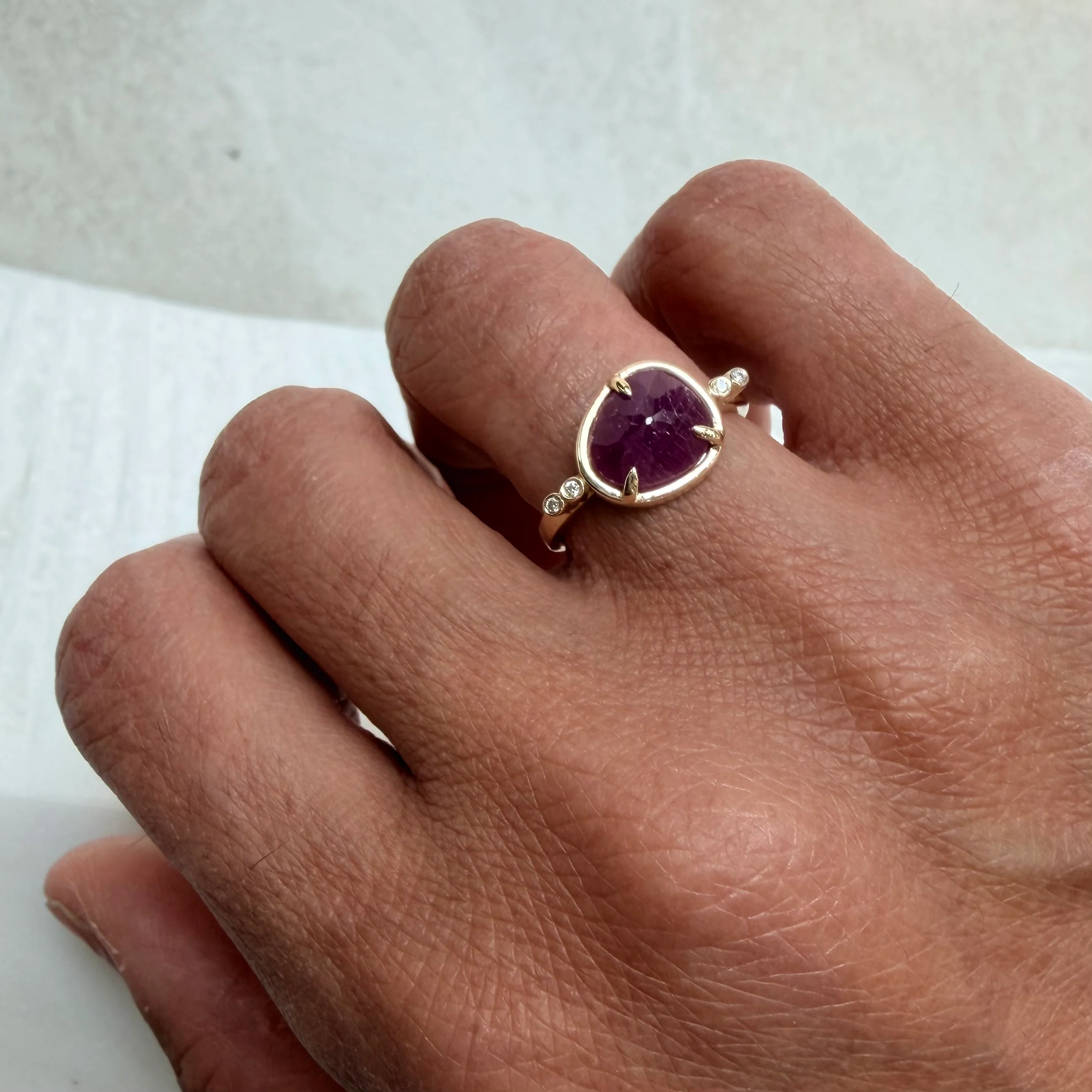 Heartspell – 14K Gold Ring with Ruby & Diamonds - Image 2