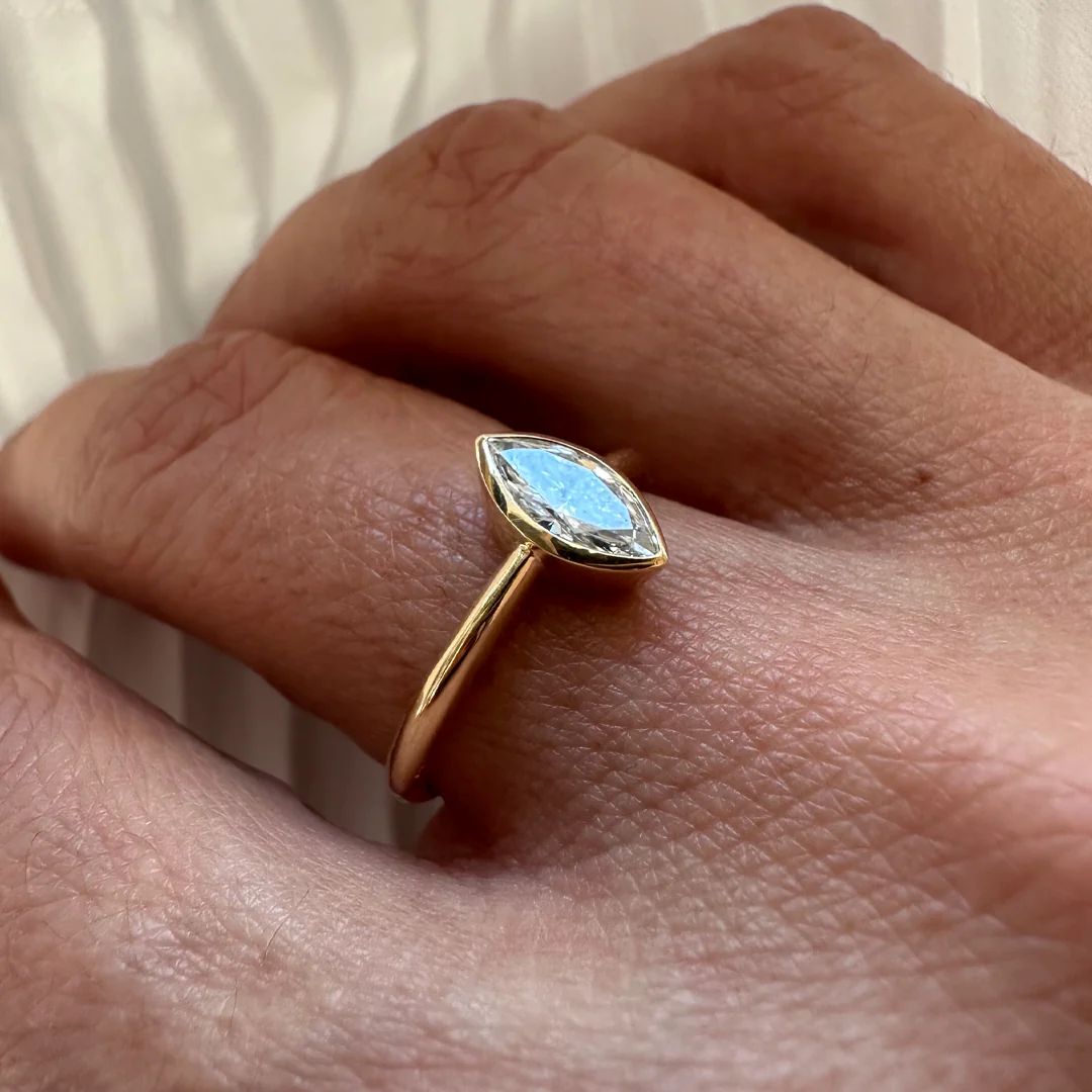 18Κ Yellow Gold Marquise LAB Diamond Ring - Image 3