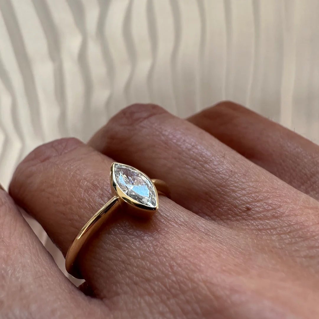 18Κ Yellow Gold Marquise LAB Diamond Ring - Image 4