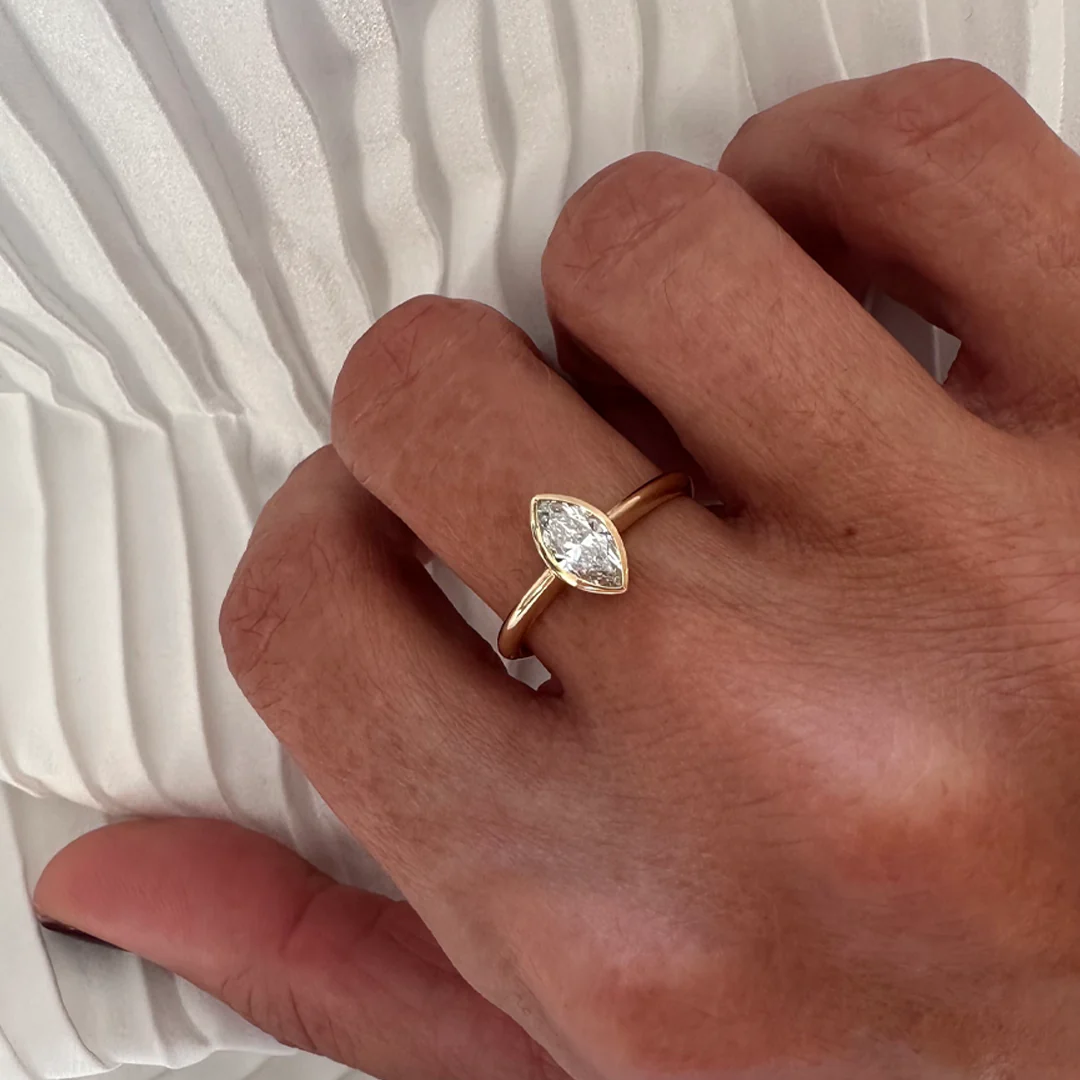 18Κ Yellow Gold Marquise LAB Diamond Ring - Image 5