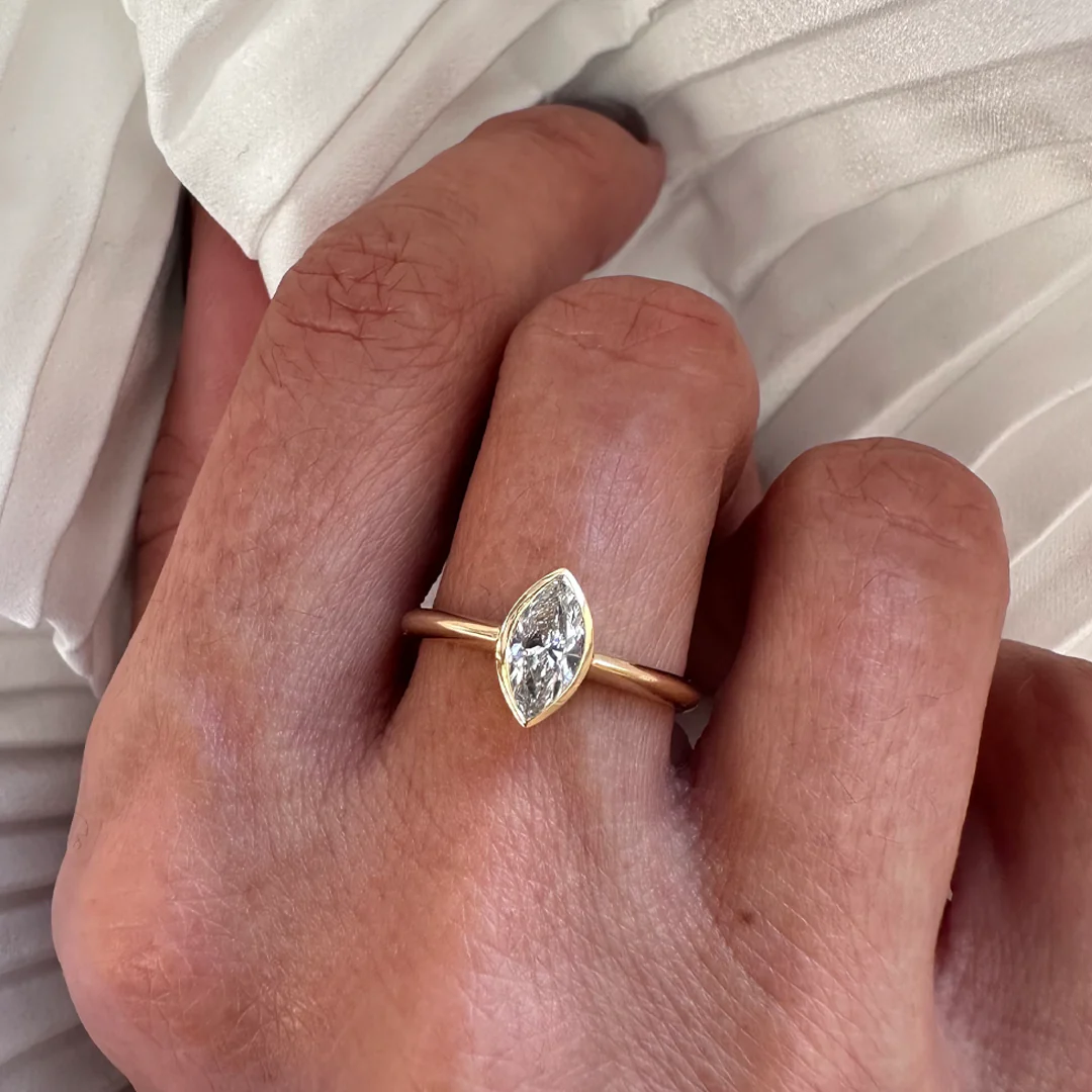 18Κ Yellow Gold Marquise LAB Diamond Ring - Image 6