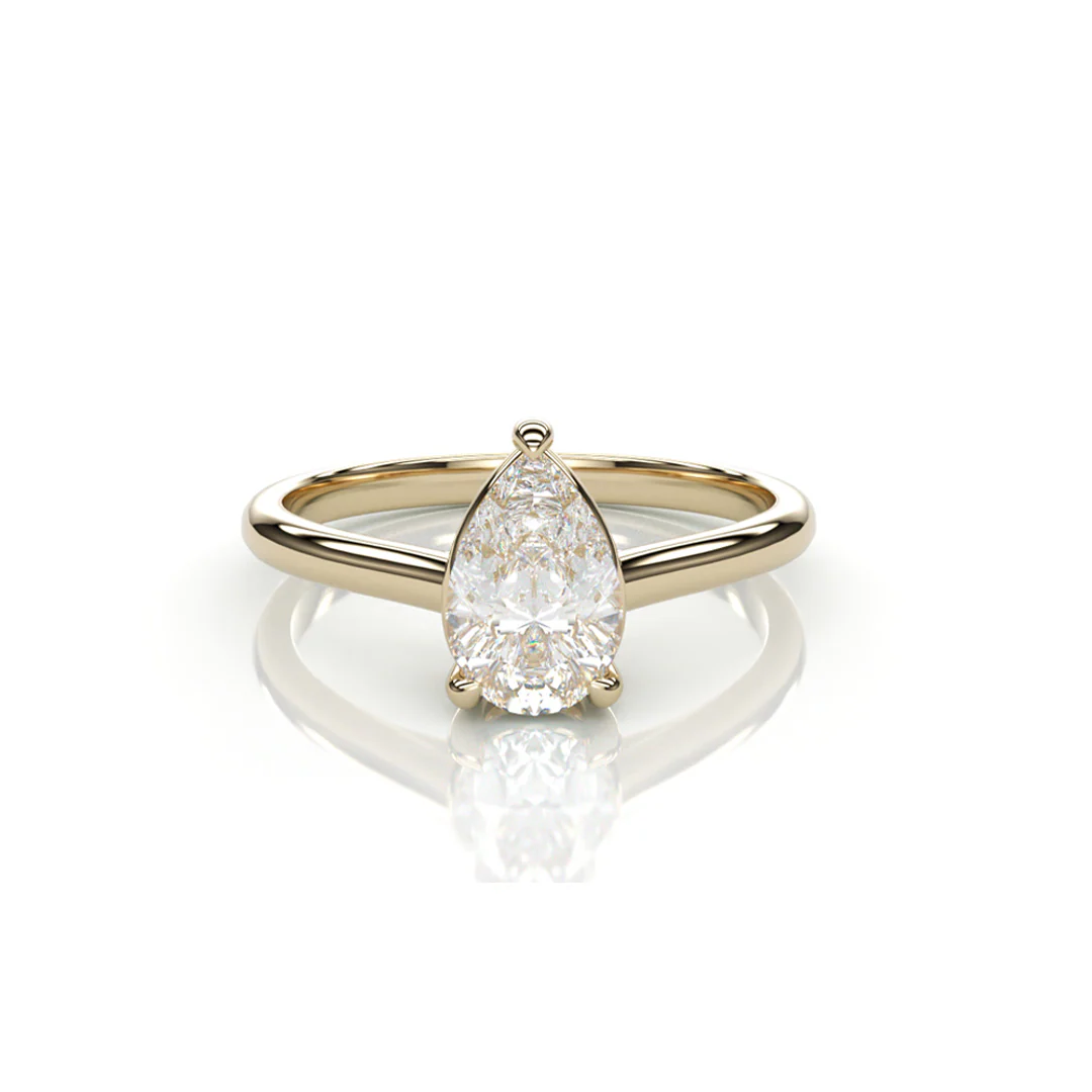 18Κ Yellow Gold Pear LAB Diamond Ring