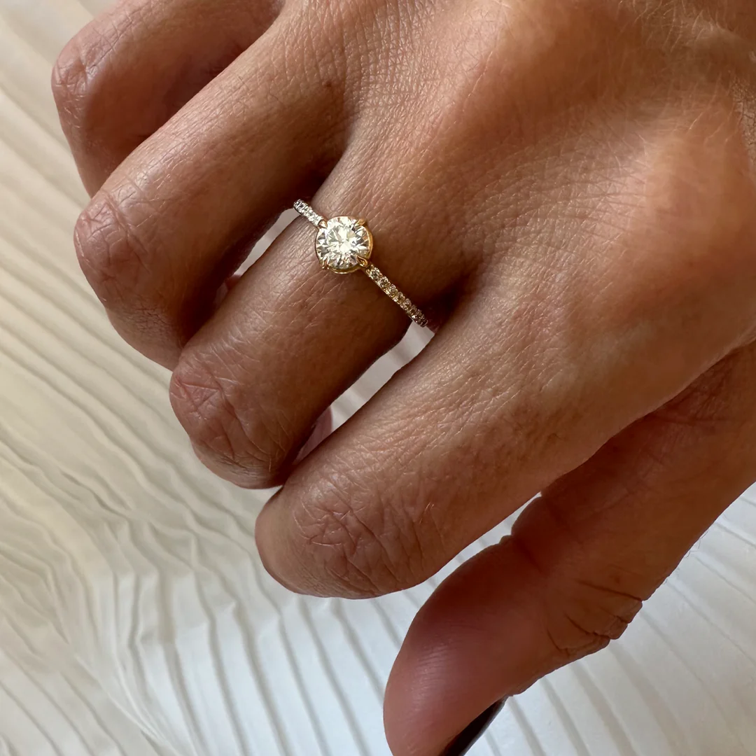 18Κ Yellow Gold Round Diamond Ring - Image 4