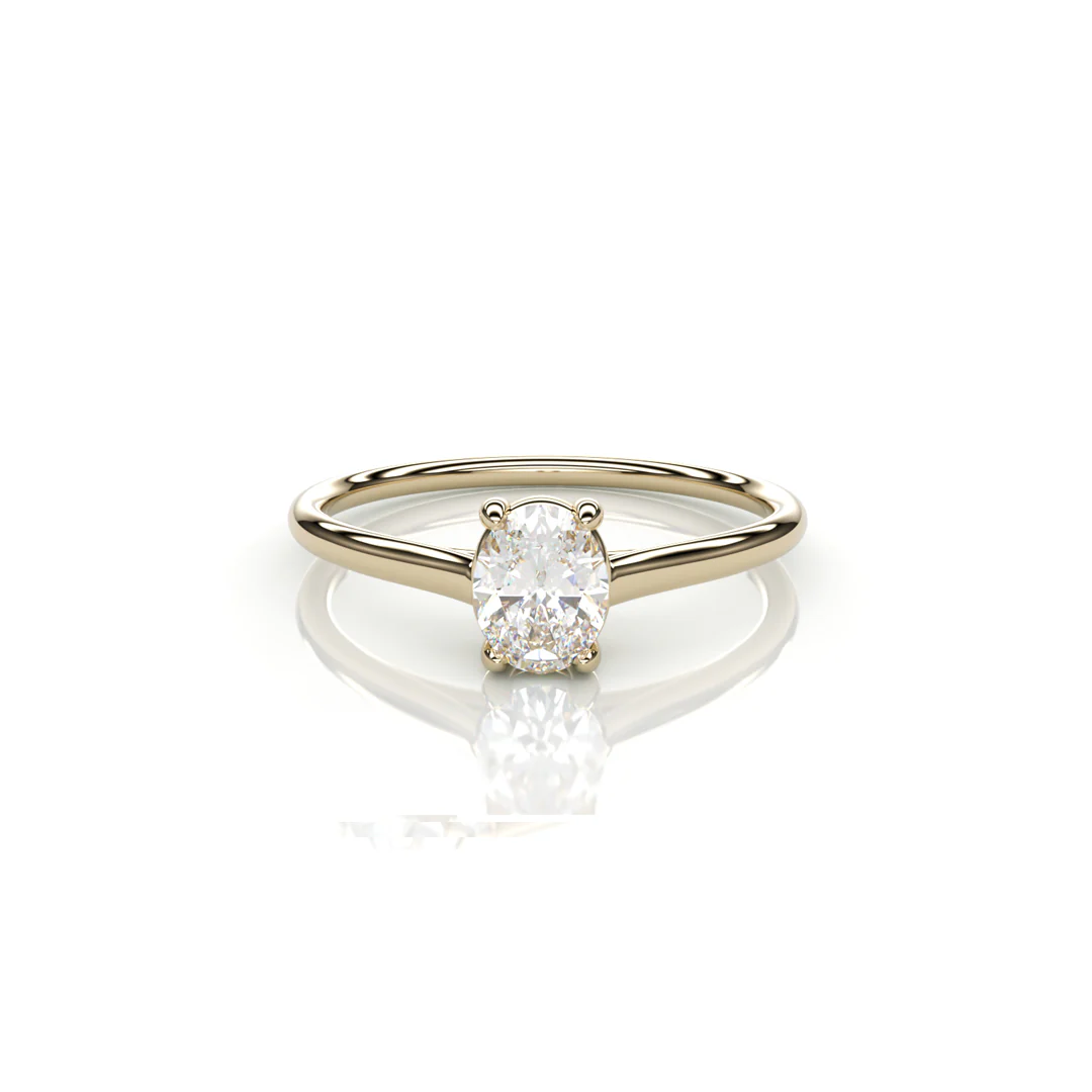 18K Yellow Gold Oval Natural Diamond Ring