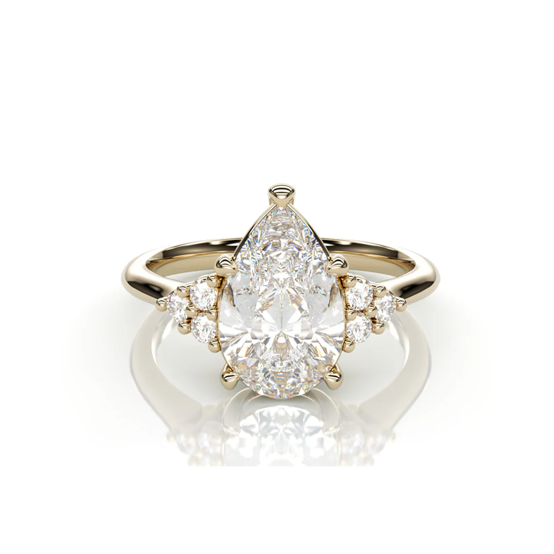 18K Yellow Gold Pear LAB Diamond Ring