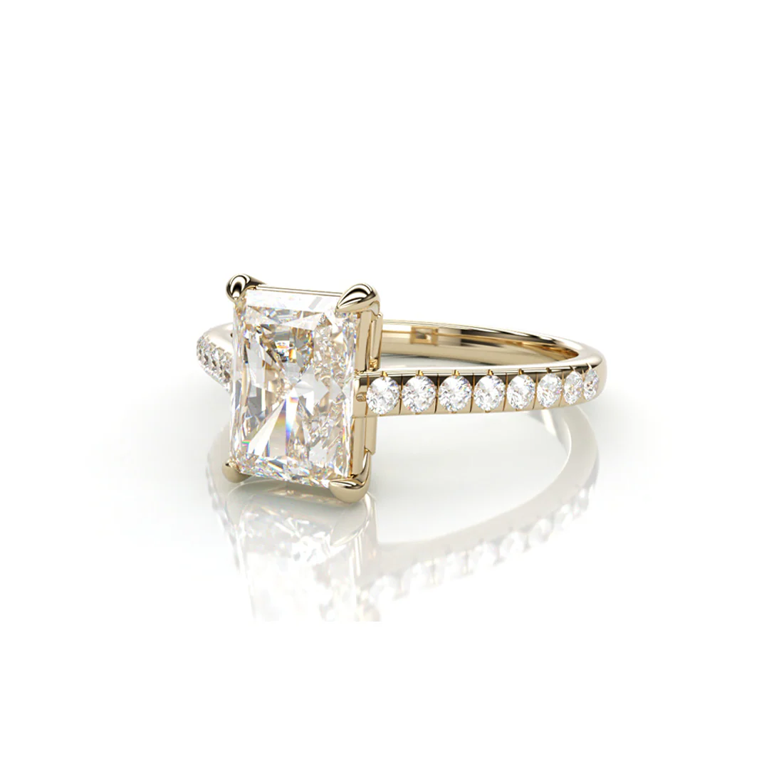 18K Yellow Gold Rectangular LAB Diamond Ring with Diamonds - Image 2