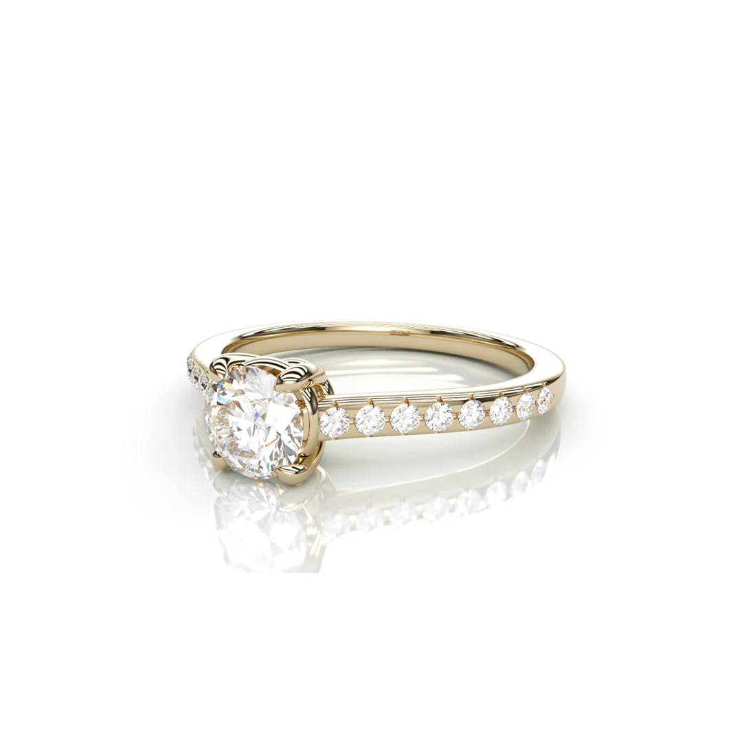 18K Yellow Gold Round Natural Diamond Ring - Image 2