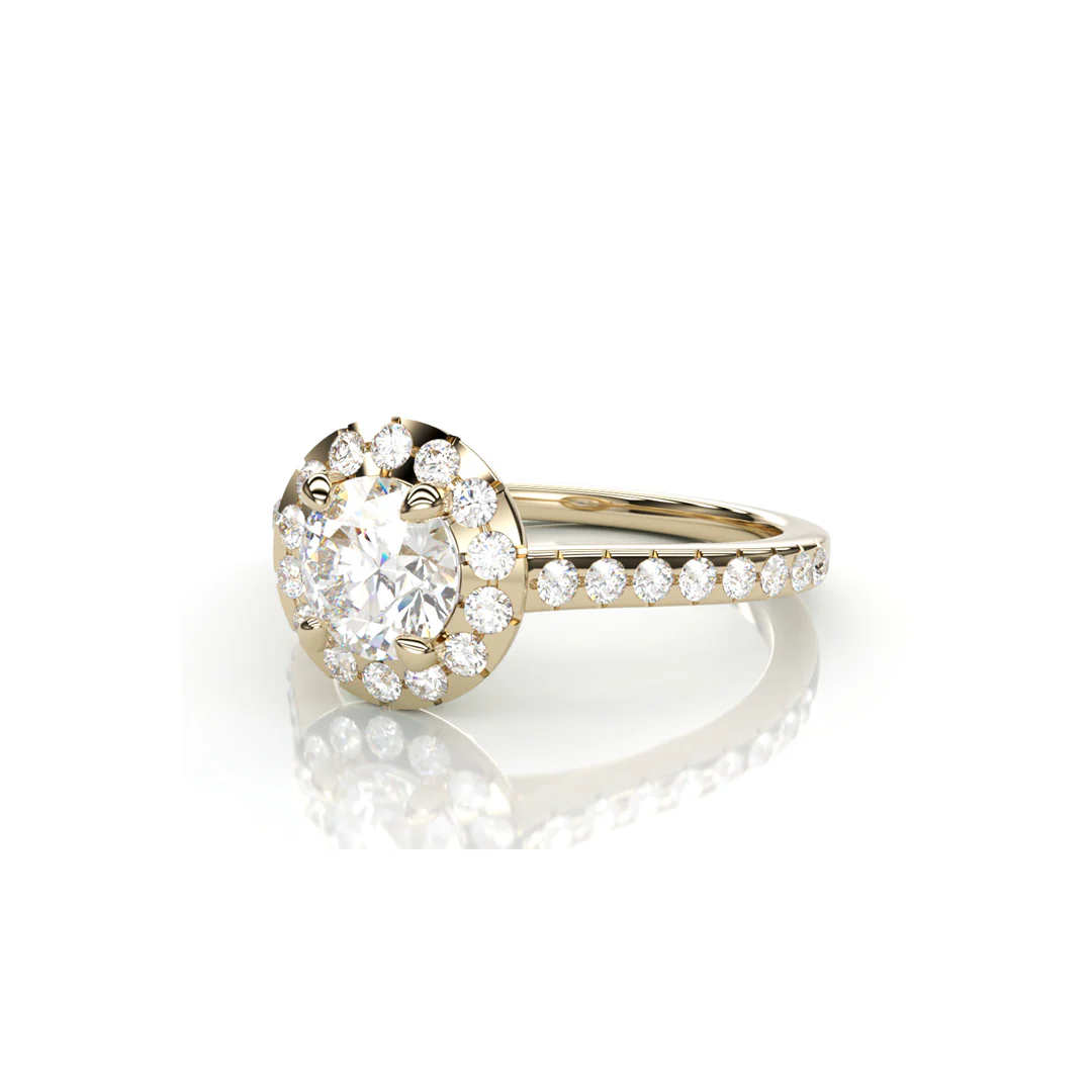 18K Yellow Gold Round Natural Diamond Ring - Image 2