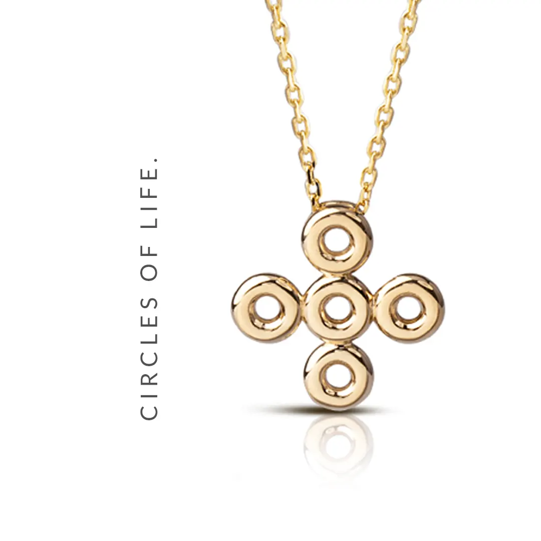 5 Circle Gold Cross Pendant - Image 5
