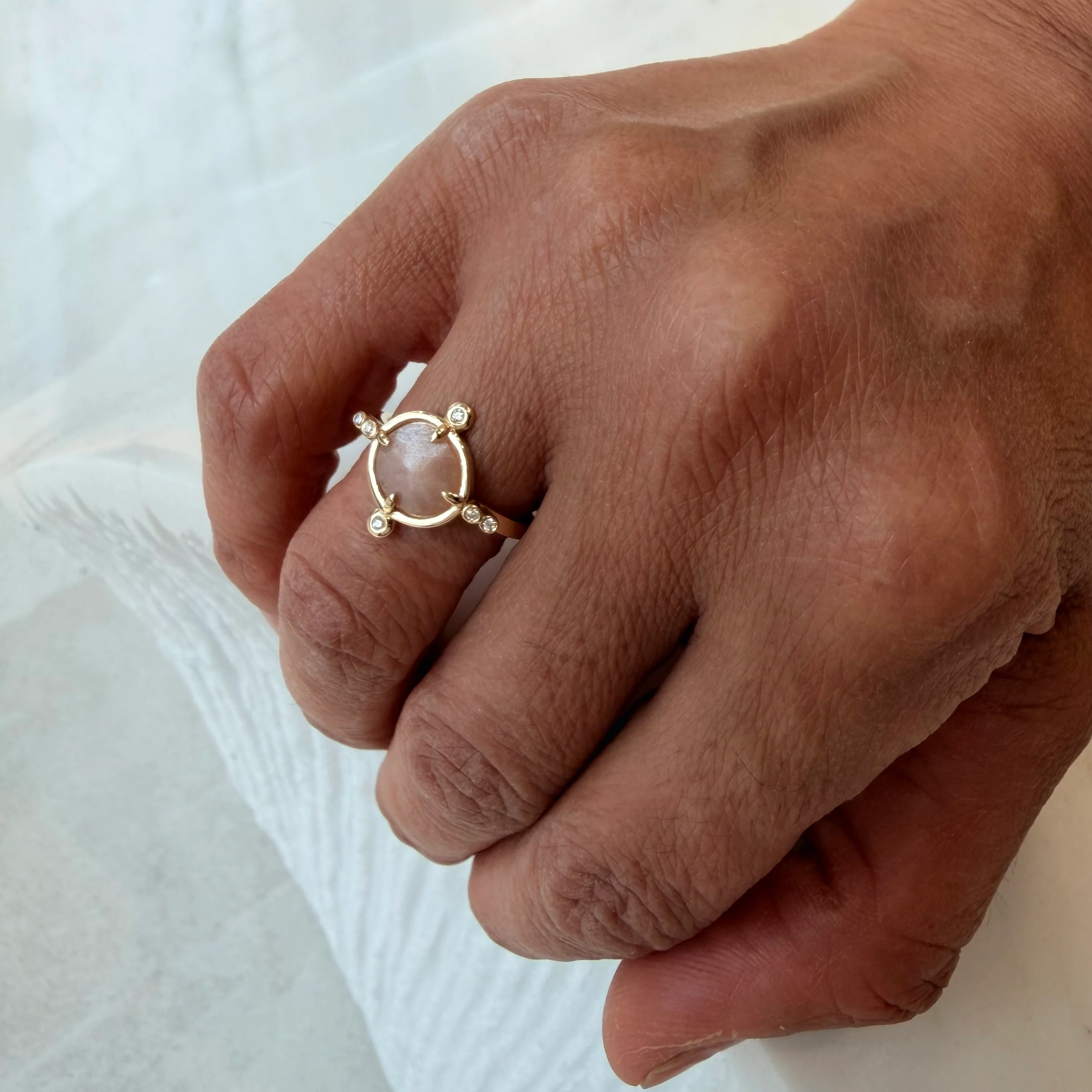 Moon Glow Promise – 14K Gold Ring with Moonstone & Diamonds - Image 4