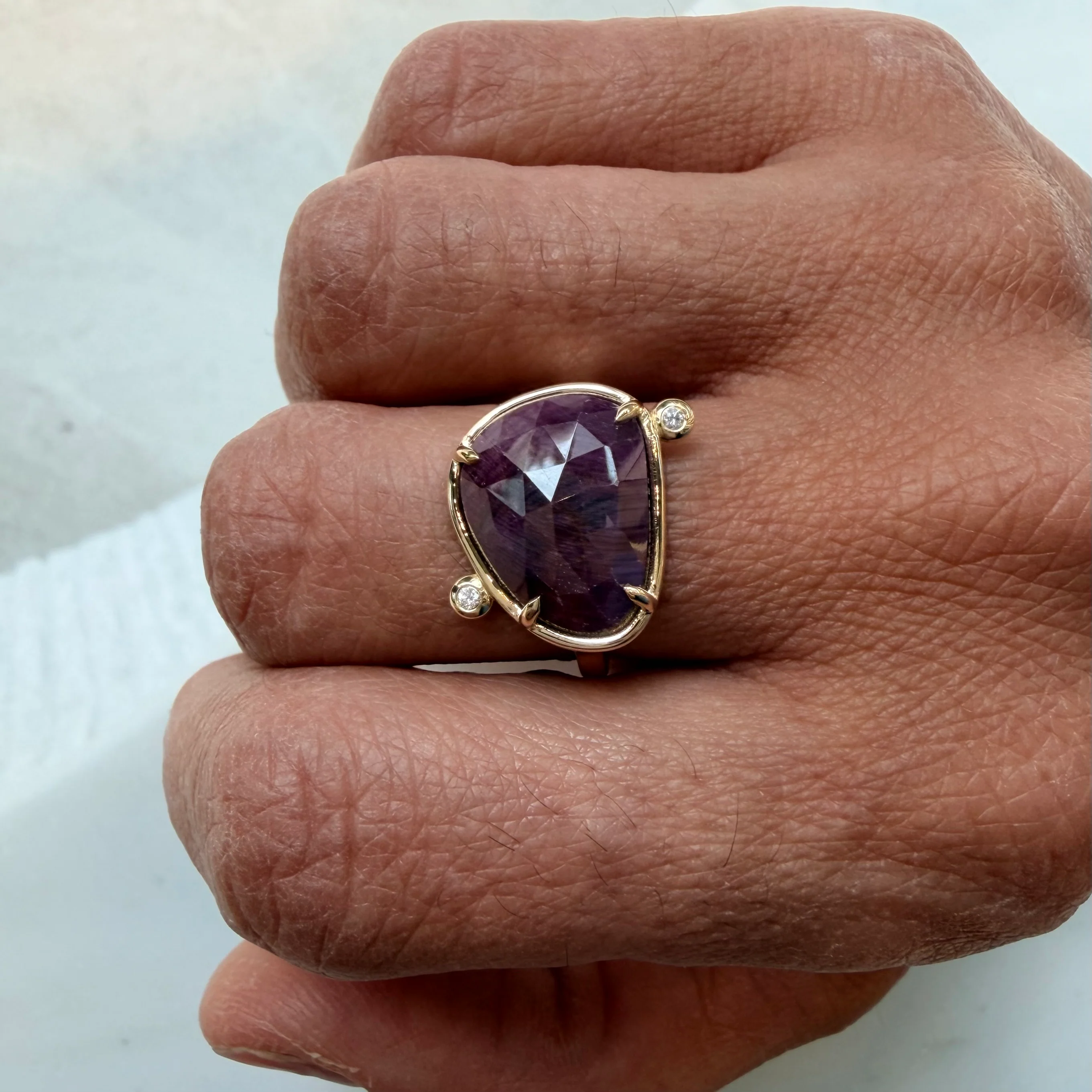 Red Velvet Kiss– 14K Gold Ring with Ruby & Diamonds - Image 5