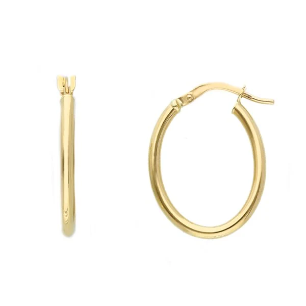 9K Gold Oval Elongated Hoops