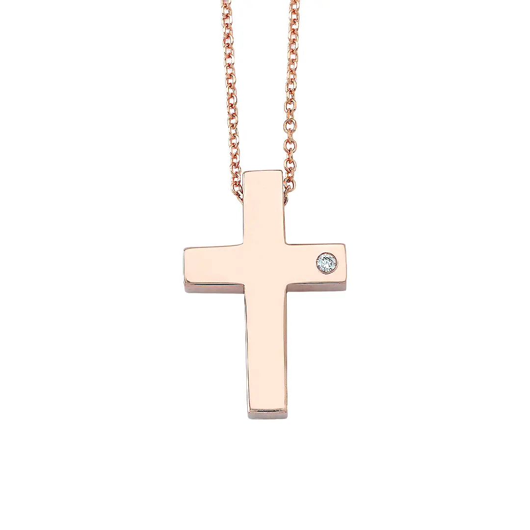 Classic Gold Cross Pendant with Diamond - Image 2