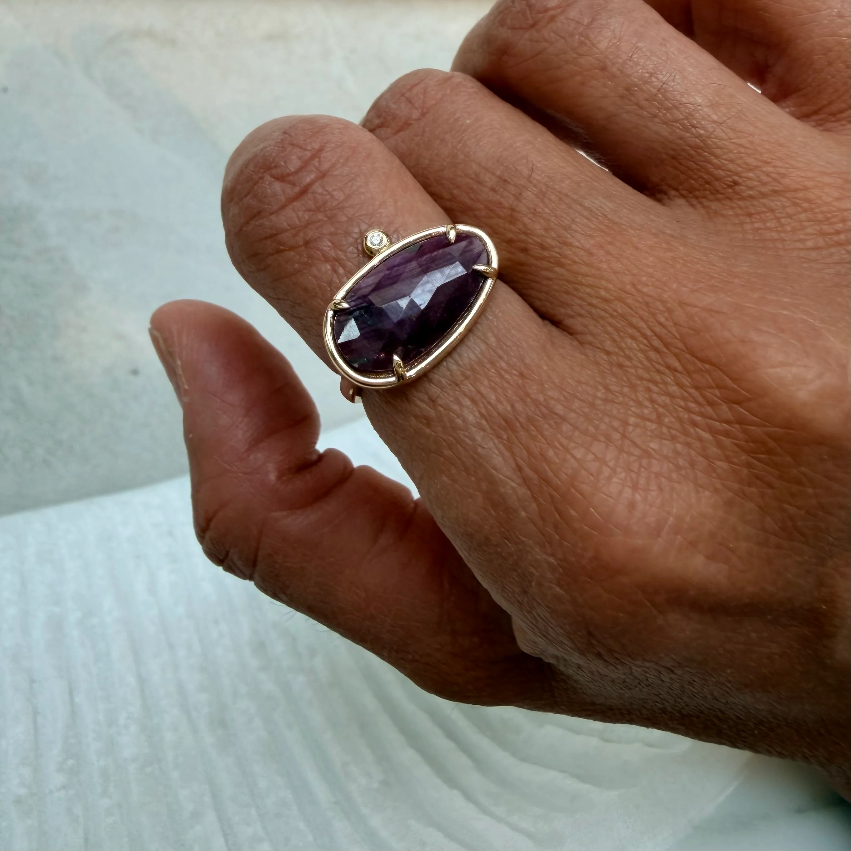 Crimson Whisper – 14K Gold Ring with Ruby & Diamond - Image 3