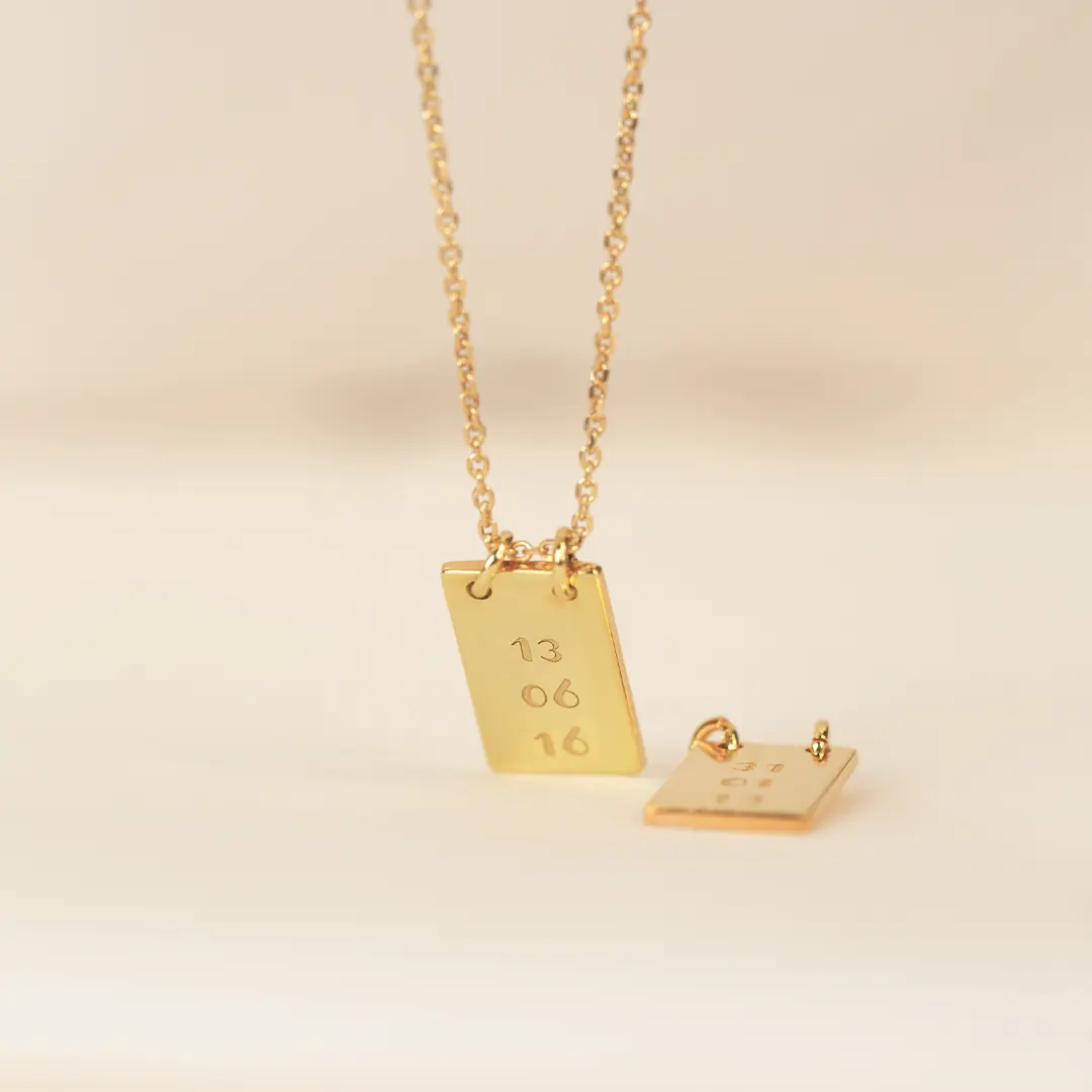 14K Gold Personalized Date Necklace - Image 3
