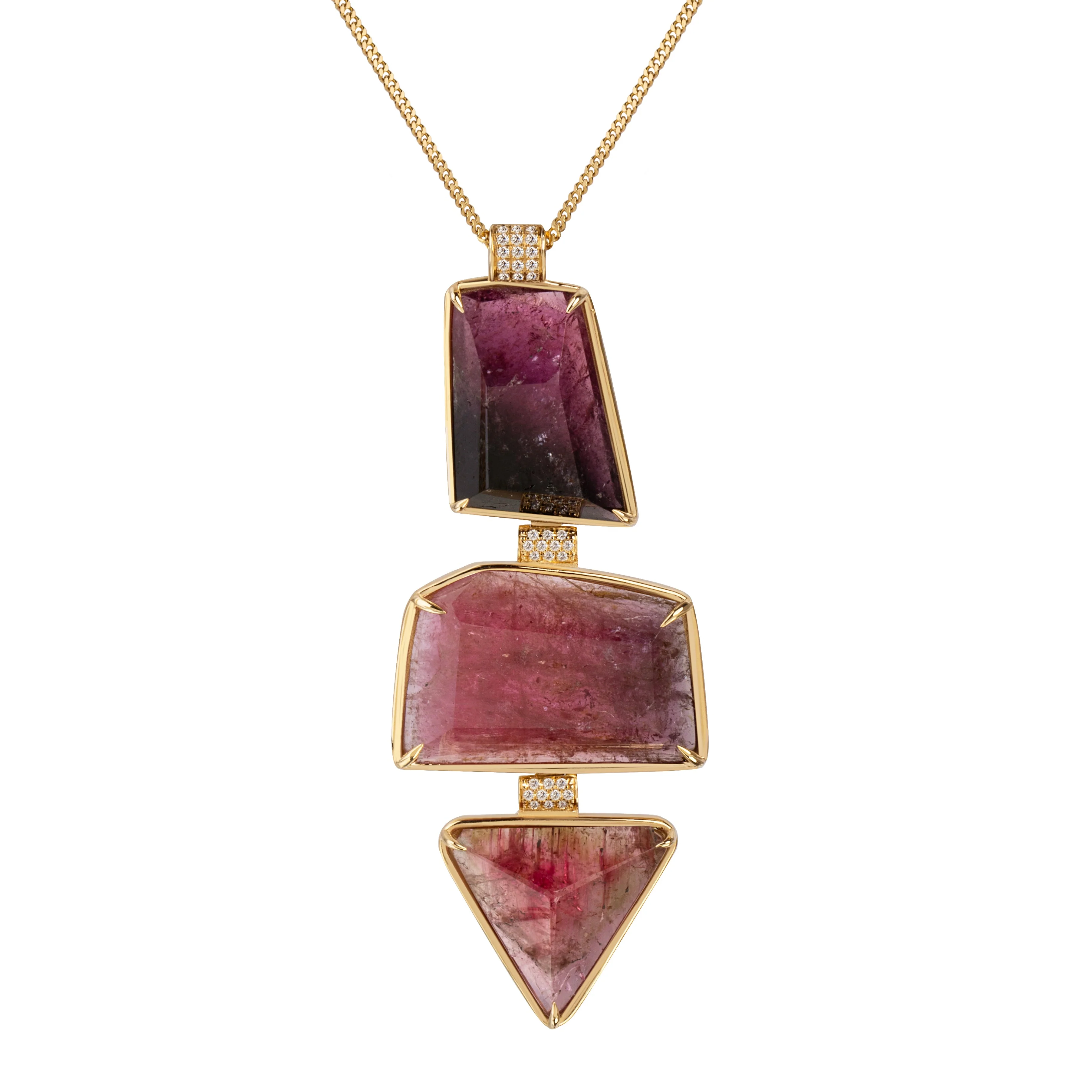 Trinity Tourmaline Pendant with Diamonds