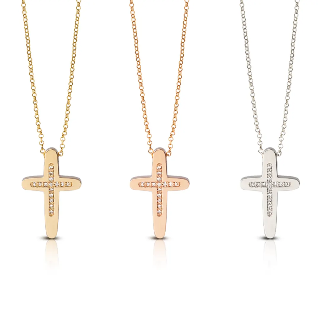 Pointed Edges Diamond Gold Cross, Medium size - Image 4