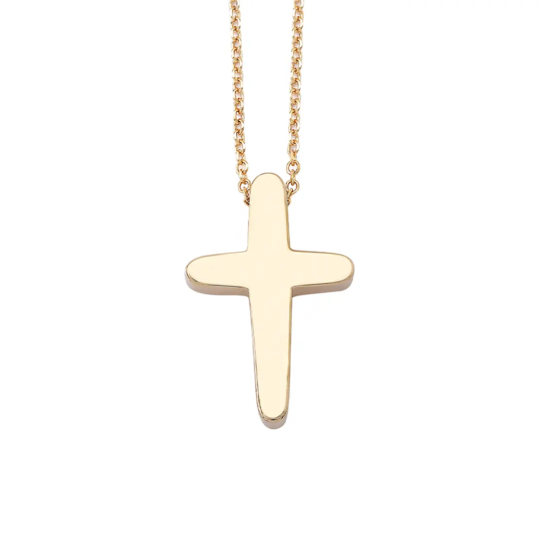 Pointed Edges Gold Cross Pendant, Medium Size
