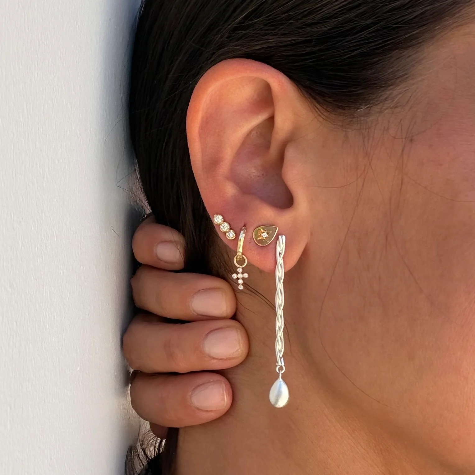Silver Braided Drop Earrings - Image 7