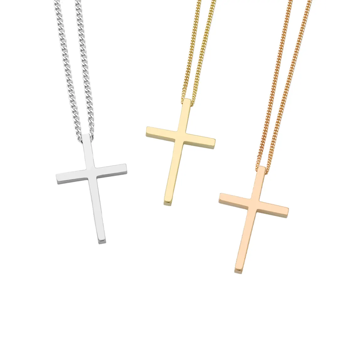 Thin and Tall Gold Cross Pendant - Image 3