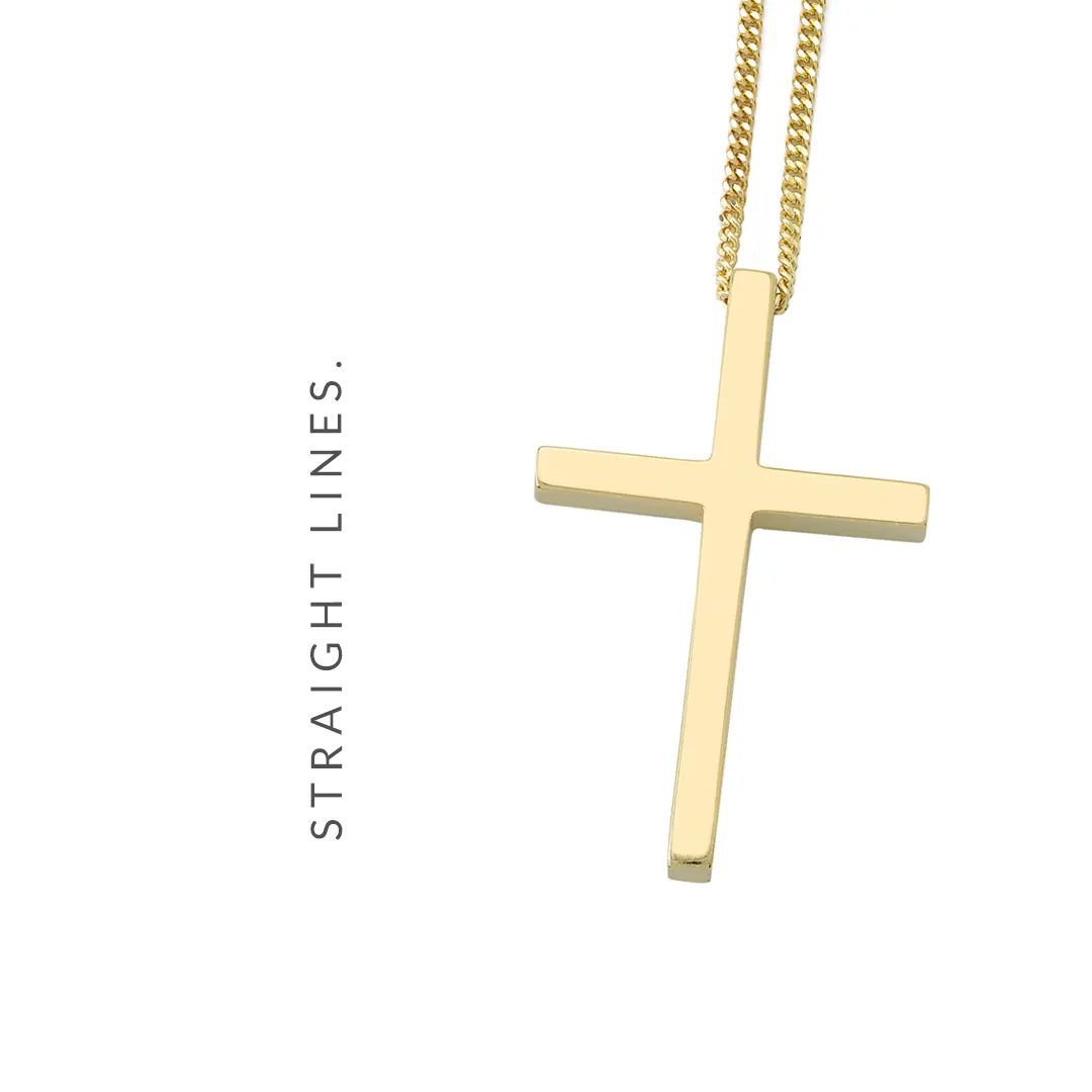 Thin Gold Cross Pendant with Freshwater Pearl - Image 10