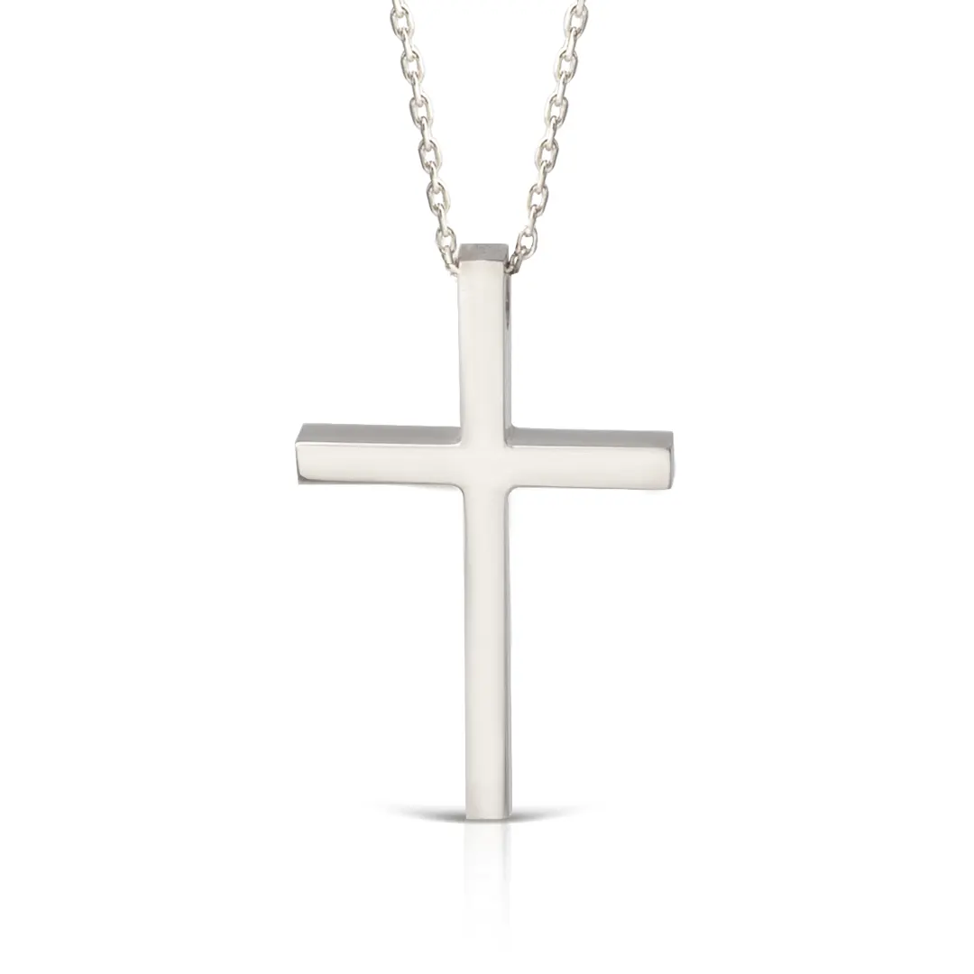 Thin Gold Cross Pendant with Freshwater Pearl - Image 5