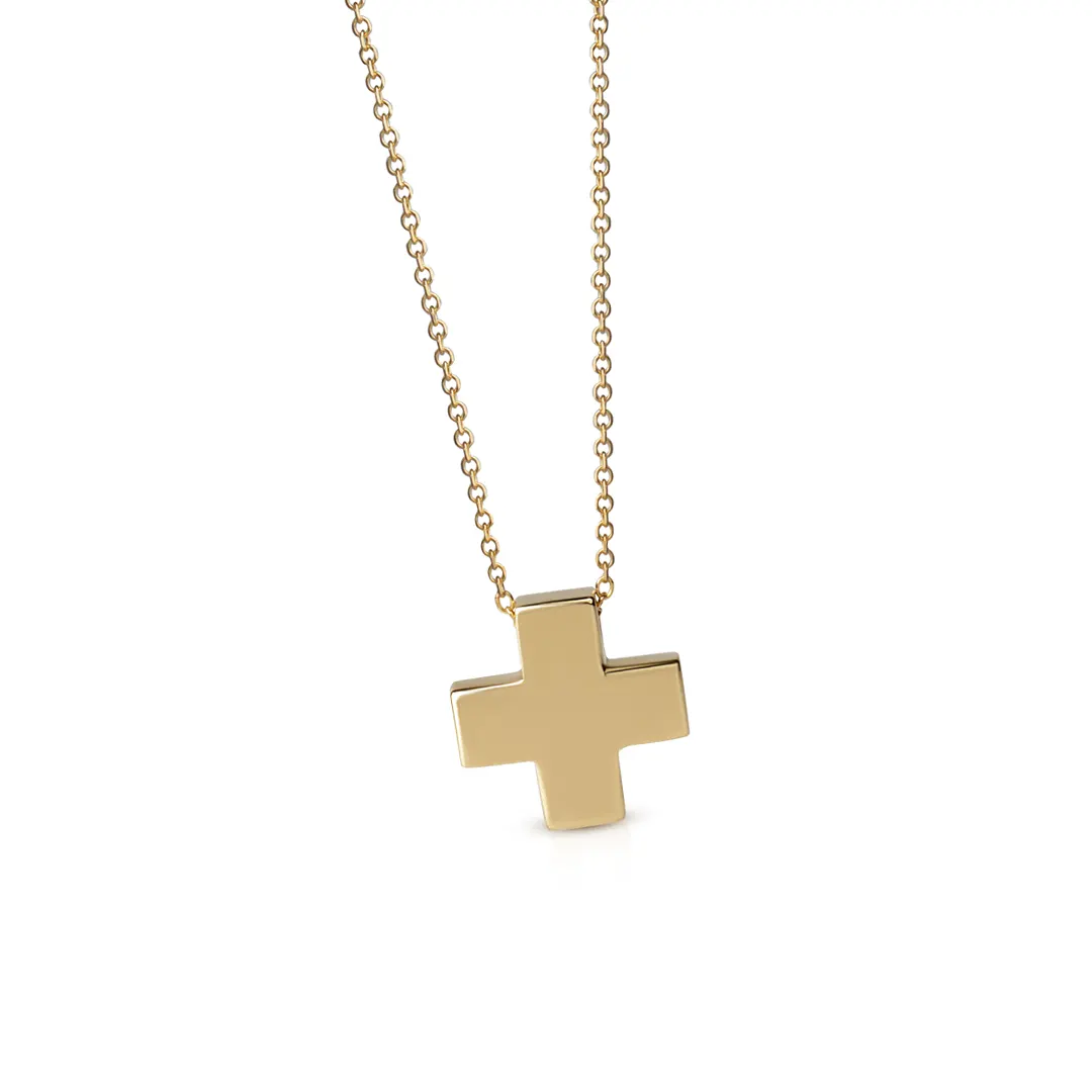 Tiny Squared Gold Cross Pendant - Image 6